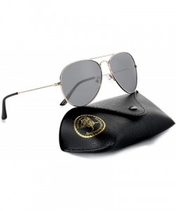 Aviator Classic Aviator Sunglasses for Women Polarized Mens Shades UV Protection with Case - Gold Frame/Grey Lens - CK18U8ZZR...