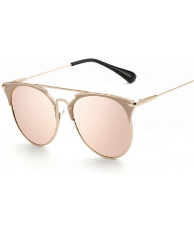 Round Luxury Vintage Round Sunglasses Women Cat Eye Sunglasses Sun Glasses for Women Female Ladies Mirror - 6 - CT18R3CQKHH $...