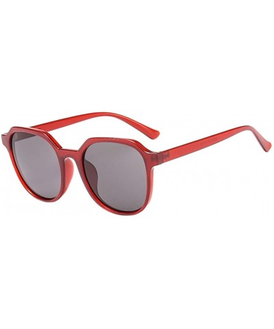 Round Fashion Men Womens Sunglasses UV 400 Retro Vintage Round Frame Glasses - Red - CX196ETOU7E $16.60