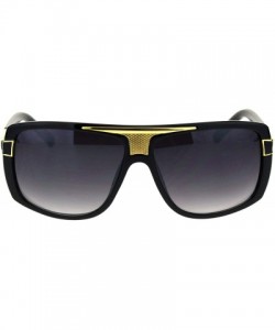 Rectangular Mens Designer Style Fashion Sunglasses Gold Top Square Rectangular UV 400 - Black (Smoke) - CX18TMO49WA $12.18