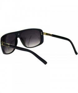 Rectangular Mens Designer Style Fashion Sunglasses Gold Top Square Rectangular UV 400 - Black (Smoke) - CX18TMO49WA $12.18