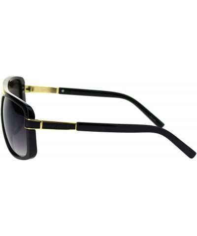 Rectangular Mens Designer Style Fashion Sunglasses Gold Top Square Rectangular UV 400 - Black (Smoke) - CX18TMO49WA $12.18