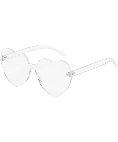 Rimless Love Heart Shaped Sunglasses Women PC Frame Resin Lens Sun Glasses UV400 Sunglasses - Clear - CF199ZI22XC $10.78