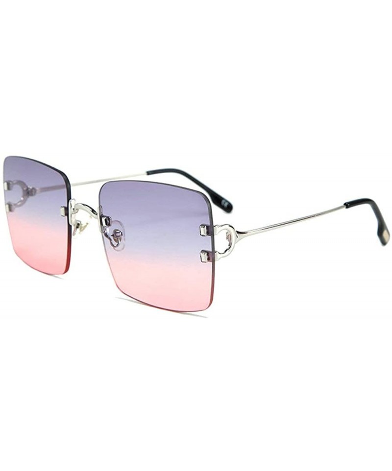 Square 2019 New Women's Frameless Square Sunglasses Individual Irregular Frameless Retro Sunglasses UV400 - Grey Pink - CY193...