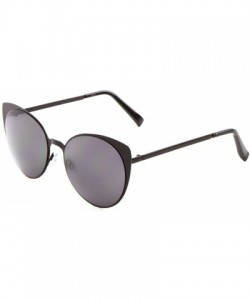 Butterfly Metal Round Cat Eye Sunglasses Runway Fashion - Black/Smoke Lens - CU12OBRMYEB $9.30