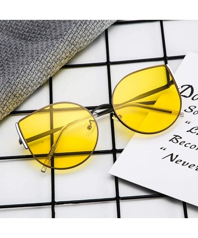 Cat Eye Polarized Sunglasses Glasses Protection Festival - Black Yellow - C518TQKDDKH $13.90