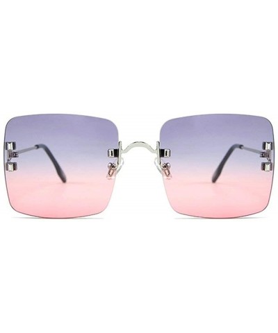 Square 2019 New Women's Frameless Square Sunglasses Individual Irregular Frameless Retro Sunglasses UV400 - Grey Pink - CY193...