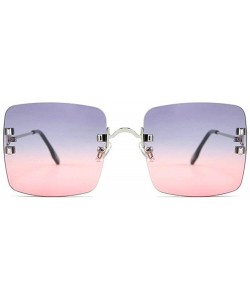 Square 2019 New Women's Frameless Square Sunglasses Individual Irregular Frameless Retro Sunglasses UV400 - Grey Pink - CY193...