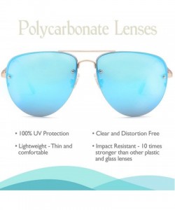 Sport Womens Oversized Aviator Sunglasses - Mirror Blue Lens on Gold Frame - CQ182K09QXK $7.37