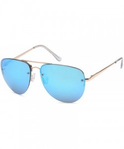 Sport Womens Oversized Aviator Sunglasses - Mirror Blue Lens on Gold Frame - CQ182K09QXK $7.37