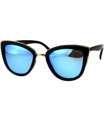 Butterfly Polarized Lens Sunglasses Womens Fashion Butterfly Double Frame - Black Gold (Blue Mirror) - CK18GDY6LKG $26.80