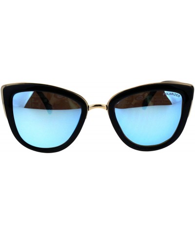 Butterfly Polarized Lens Sunglasses Womens Fashion Butterfly Double Frame - Black Gold (Blue Mirror) - CK18GDY6LKG $15.10
