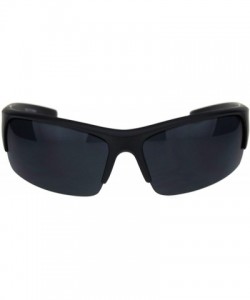 Sport All Black Matte Plastic Minimal 90s Classic Mens Half Rim Sport Sunglasses - CG18R6KAWNQ $10.78