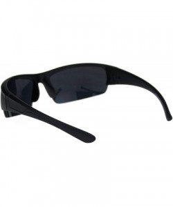 Sport All Black Matte Plastic Minimal 90s Classic Mens Half Rim Sport Sunglasses - CG18R6KAWNQ $10.78
