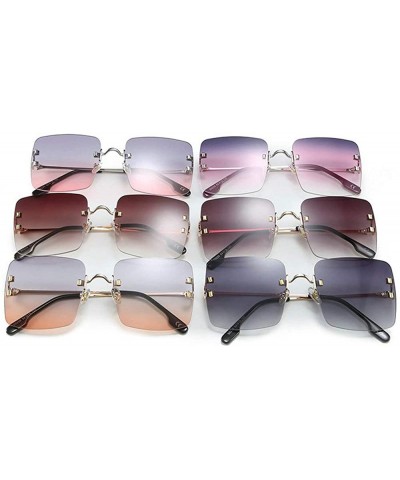 Square 2019 New Women's Frameless Square Sunglasses Individual Irregular Frameless Retro Sunglasses UV400 - Grey Pink - CY193...