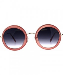 Round Womens Double Rim Designer Fashion Round Circle Lens Sunglasses - Pink Smoke - CV18CR8DM95 $8.50