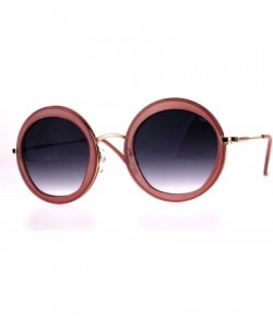 Round Womens Double Rim Designer Fashion Round Circle Lens Sunglasses - Pink Smoke - CV18CR8DM95 $8.50