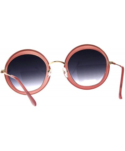 Round Womens Double Rim Designer Fashion Round Circle Lens Sunglasses - Pink Smoke - CV18CR8DM95 $8.50