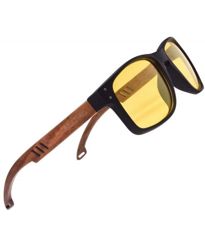 Square Bamboo Sunglasses with Polarized lenses-Handmade Wood Shades for Men&Women - Multicoloured - C018LXS7G3R $27.54