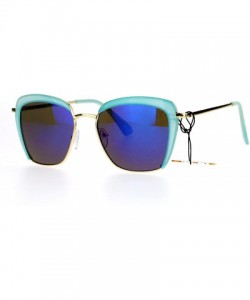 Rectangular Retro Half Rim Brow Boyfriend Rectangular Sunglasses - Blue - CA127A9TVSL $9.54