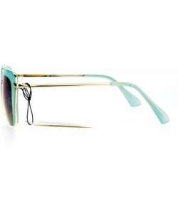 Rectangular Retro Half Rim Brow Boyfriend Rectangular Sunglasses - Blue - CA127A9TVSL $9.54