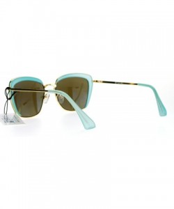 Rectangular Retro Half Rim Brow Boyfriend Rectangular Sunglasses - Blue - CA127A9TVSL $9.54