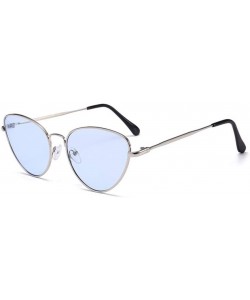Cat Eye Vintage Sunglasses Glasses Female Sunglass - Silver Blue - C1199D4TKSX $17.05