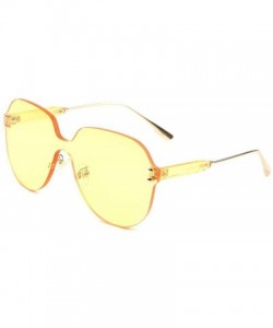 Goggle Rimless Oversized One Piece Shield Mono Lens Sunglasses - Yellow Crystal & Gold Frame - CK18W3KDXOD $10.64