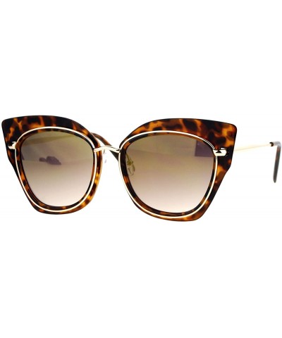 Butterfly Flat Panel Mirror Lens Oversize Cat Eye Double Frame Womens Sunglasses - Tortoise Brown - CE12KOH40R9 $13.32