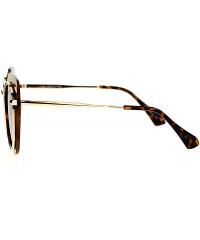 Butterfly Flat Panel Mirror Lens Oversize Cat Eye Double Frame Womens Sunglasses - Tortoise Brown - CE12KOH40R9 $13.32