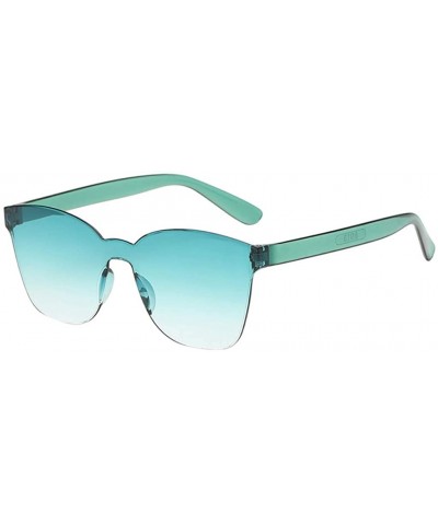 Round Unisex Fashion Sunglasses Retro Sunglasses Solid Color Square Sunglasses Beach Frameless Siamese Sunglasses - G - CM196...