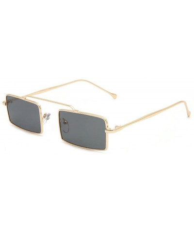 Rectangular Fashion Vintage Rectangular Summer Stylish Sunglasses Metal Frame Black Red Lens - Gold Black - CX18E5GULU8 $13.41