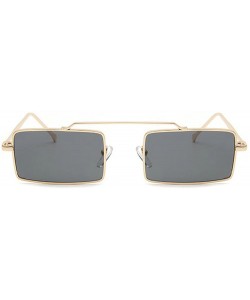 Rectangular Fashion Vintage Rectangular Summer Stylish Sunglasses Metal Frame Black Red Lens - Gold Black - CX18E5GULU8 $13.41