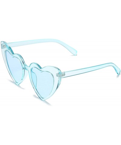 Cat Eye Heart Shaped Sunglasses Clout Goggle Vintage Cat Eye Mod Style Retro Glasses Kurt Cobain - Clear Blue/Blue - C8195QAY...