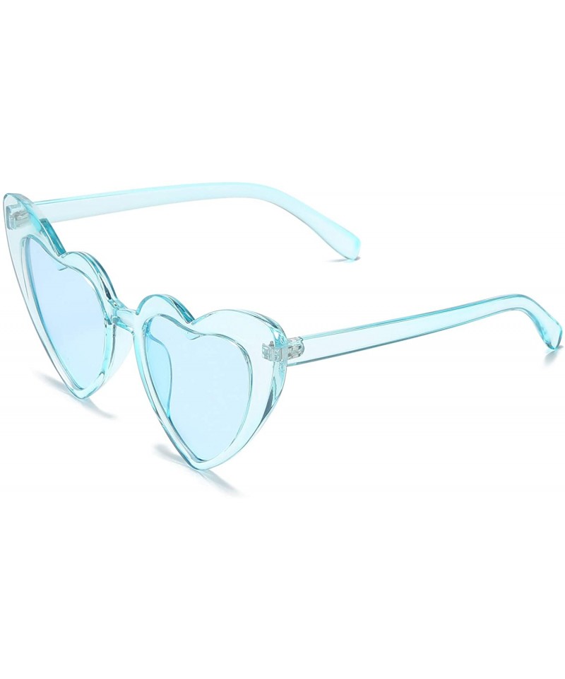 Cat Eye Heart Shaped Sunglasses Clout Goggle Vintage Cat Eye Mod Style Retro Glasses Kurt Cobain - Clear Blue/Blue - C8195QAY...