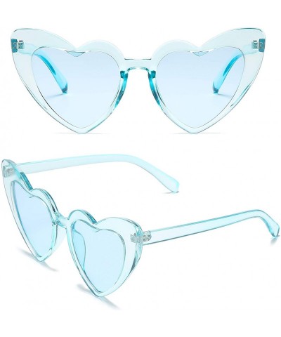 Cat Eye Heart Shaped Sunglasses Clout Goggle Vintage Cat Eye Mod Style Retro Glasses Kurt Cobain - Clear Blue/Blue - C8195QAY...