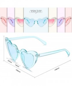 Cat Eye Heart Shaped Sunglasses Clout Goggle Vintage Cat Eye Mod Style Retro Glasses Kurt Cobain - Clear Blue/Blue - C8195QAY...