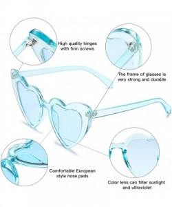 Cat Eye Heart Shaped Sunglasses Clout Goggle Vintage Cat Eye Mod Style Retro Glasses Kurt Cobain - Clear Blue/Blue - C8195QAY...