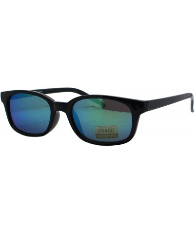 Oval Oval Rectangular Sunglasses Small Narrow Frame Multicolor Lens Shades - Black (Yellow Green Mirror) - C718I7TGR5C $21.92