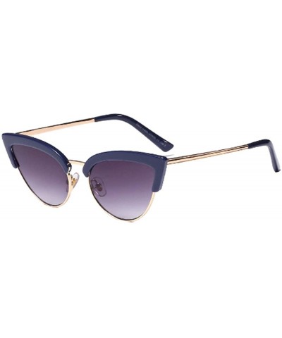 Cat Eye Women's Fashion Resin Cat Eye Half-Frame UV400 Protection Sunglasses - Blue Gray - CX18W0NR0N5 $29.08