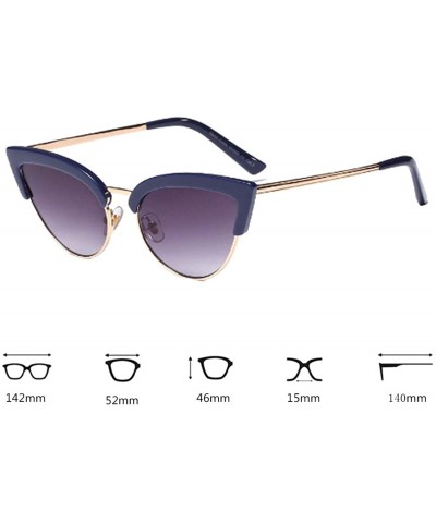 Cat Eye Women's Fashion Resin Cat Eye Half-Frame UV400 Protection Sunglasses - Blue Gray - CX18W0NR0N5 $29.08