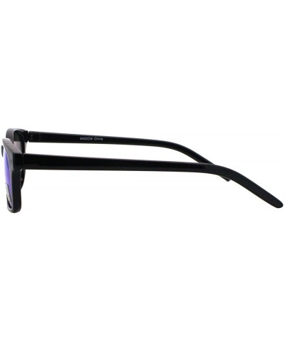 Oval Oval Rectangular Sunglasses Small Narrow Frame Multicolor Lens Shades - Black (Yellow Green Mirror) - C718I7TGR5C $20.18