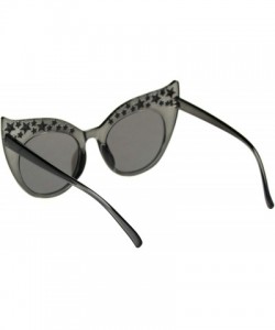 Cat Eye Star Engraving Sparkle Bat Shape Cat Eye Retro Sunglasses - Slate Silver Mirror - C018S998EQ5 $8.22