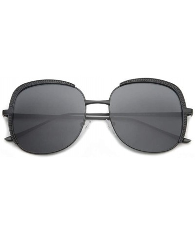 Sport Women's Square Large Frame Sunglasses Metal Scales Brown Gradient UV400 Beach Sunglasses - Black - CJ18QK05HL3 $29.65