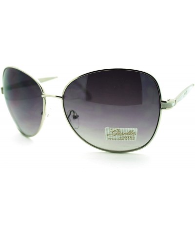 Butterfly Women's Fashion Sunglasses Oversized Metal Round Butterfly Frame - Silver White - CL11PJ11MQX $18.64