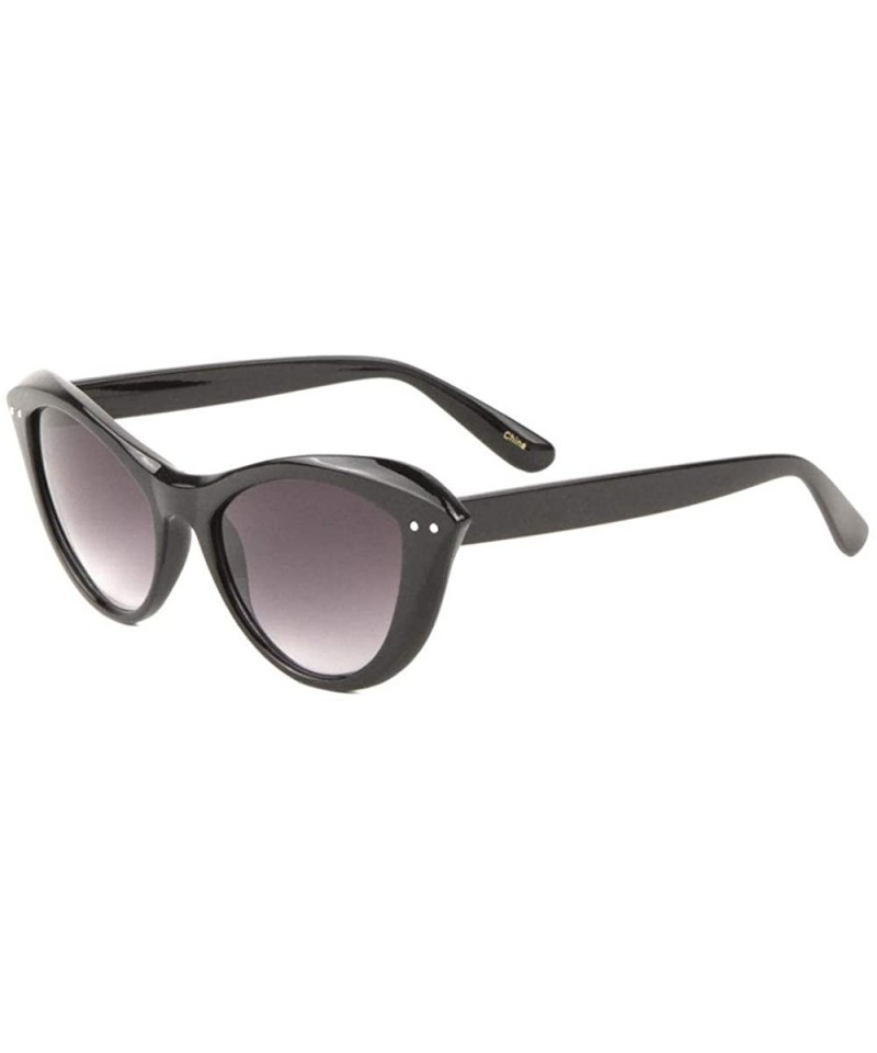 Cat Eye Budapest Crystal Glitter Retro Cat Eye Sunglasses - Black - C4198E8XONZ $14.54