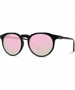 Oval Retro Round Flat Top Frame Mirrored Fashion Sunglasses - Black Frame / Pink Mirror Lens - CX12L97OF19 $22.01