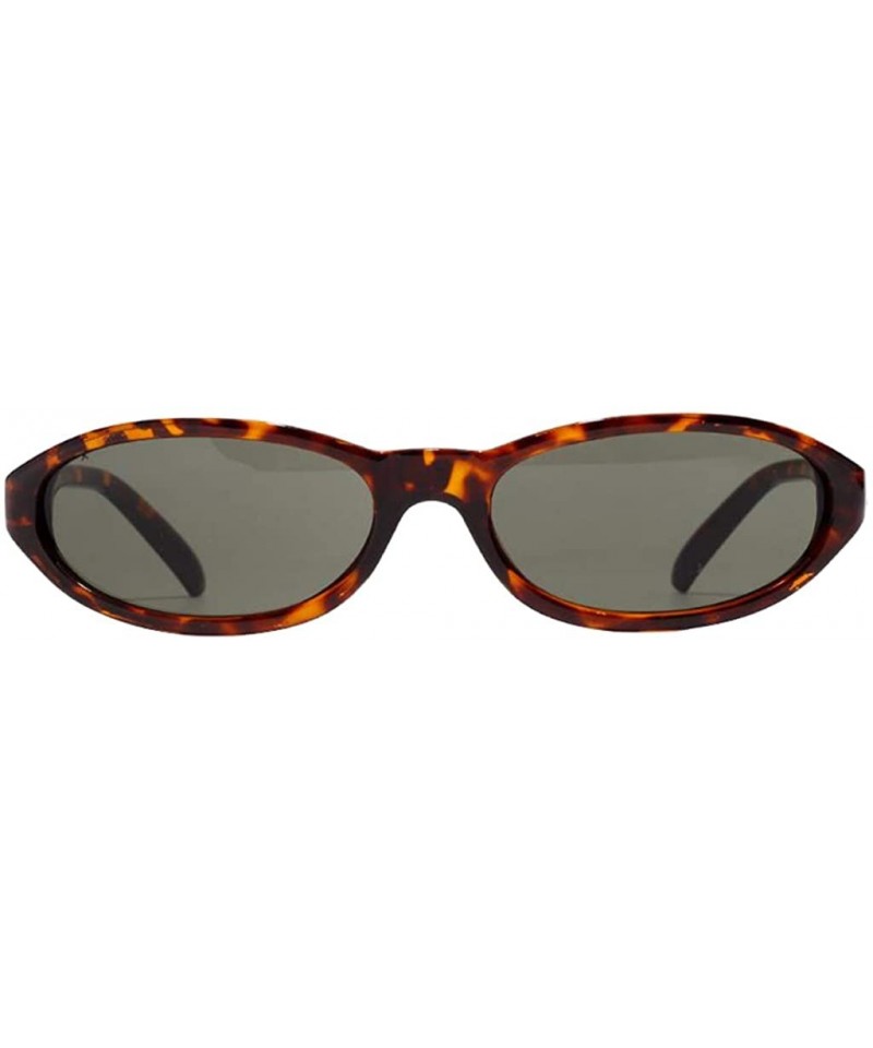 Oval Men Novelty UV400 Small Cat Eye Sunglasses Shades Rave Club Costume Hip-Hop - Brown - CE190DW2QDD $7.48