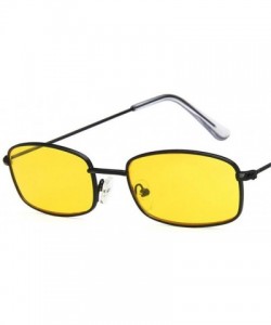 Rectangular Rectangle Sunglasses Men Women Retro Metal Frame Yellow Red Female Sun Glasses - C8silver Silver - CV194ODOWQD $1...