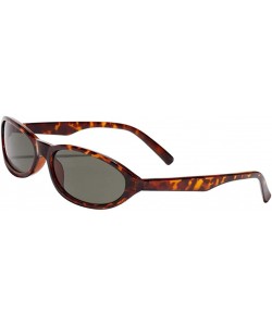 Oval Men Novelty UV400 Small Cat Eye Sunglasses Shades Rave Club Costume Hip-Hop - Brown - CE190DW2QDD $7.48